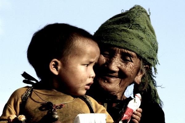 Grandmother and grandchildren